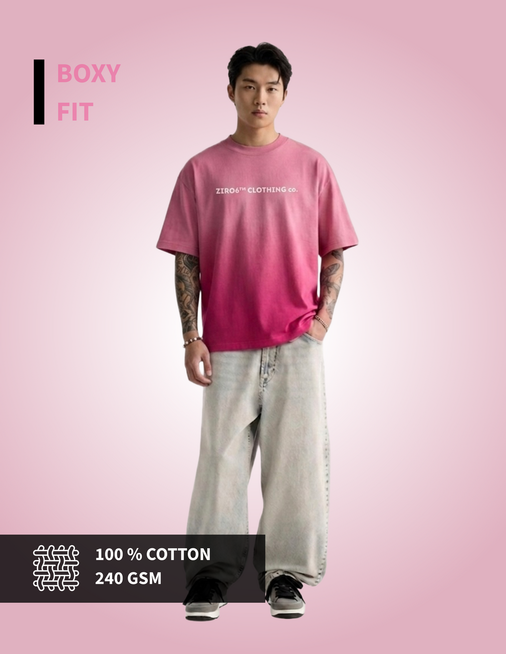 PINK OMBRÉ BOXY FIT TEE