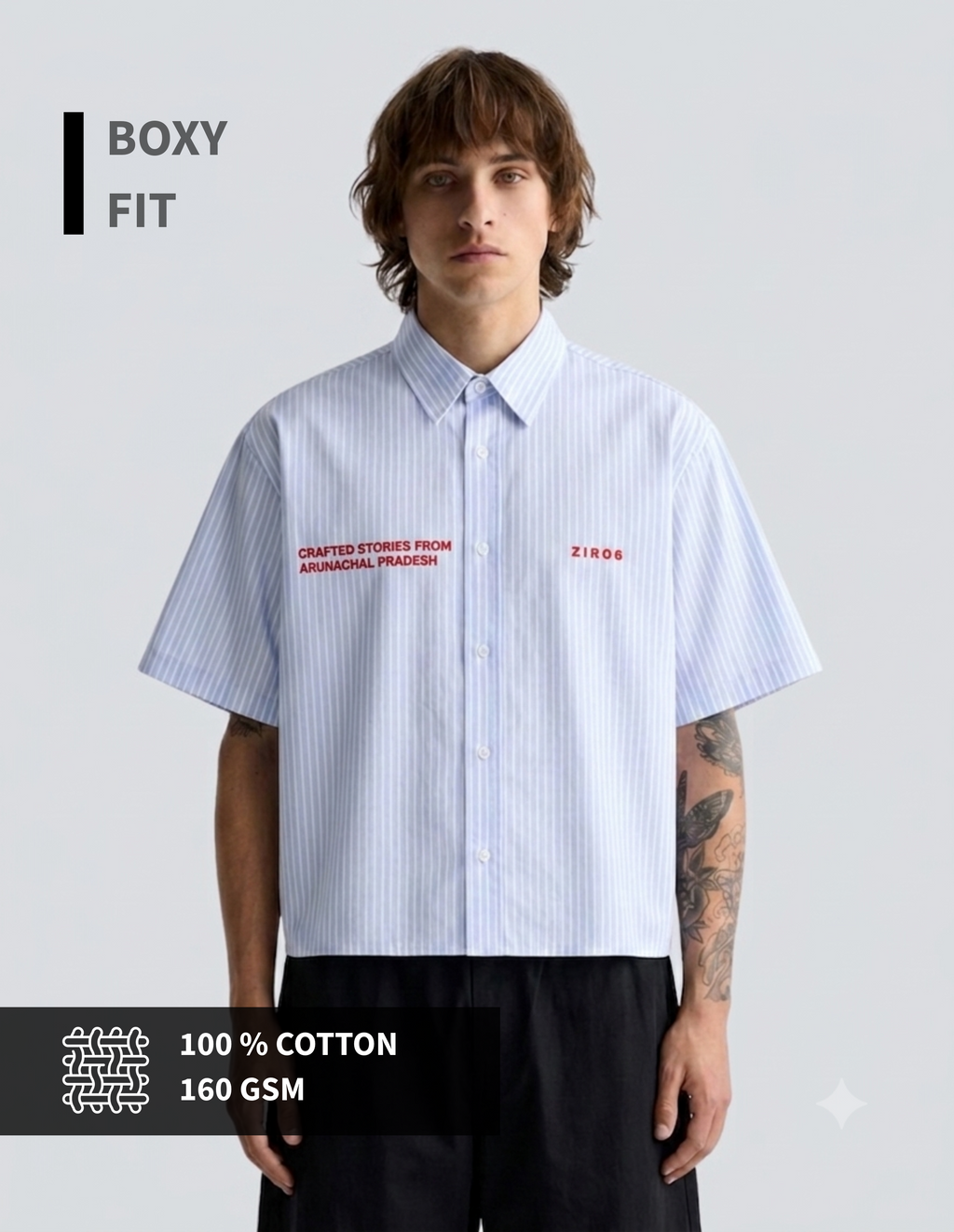BOXY BLUE STRIPED Z6 ORG SHIRTS