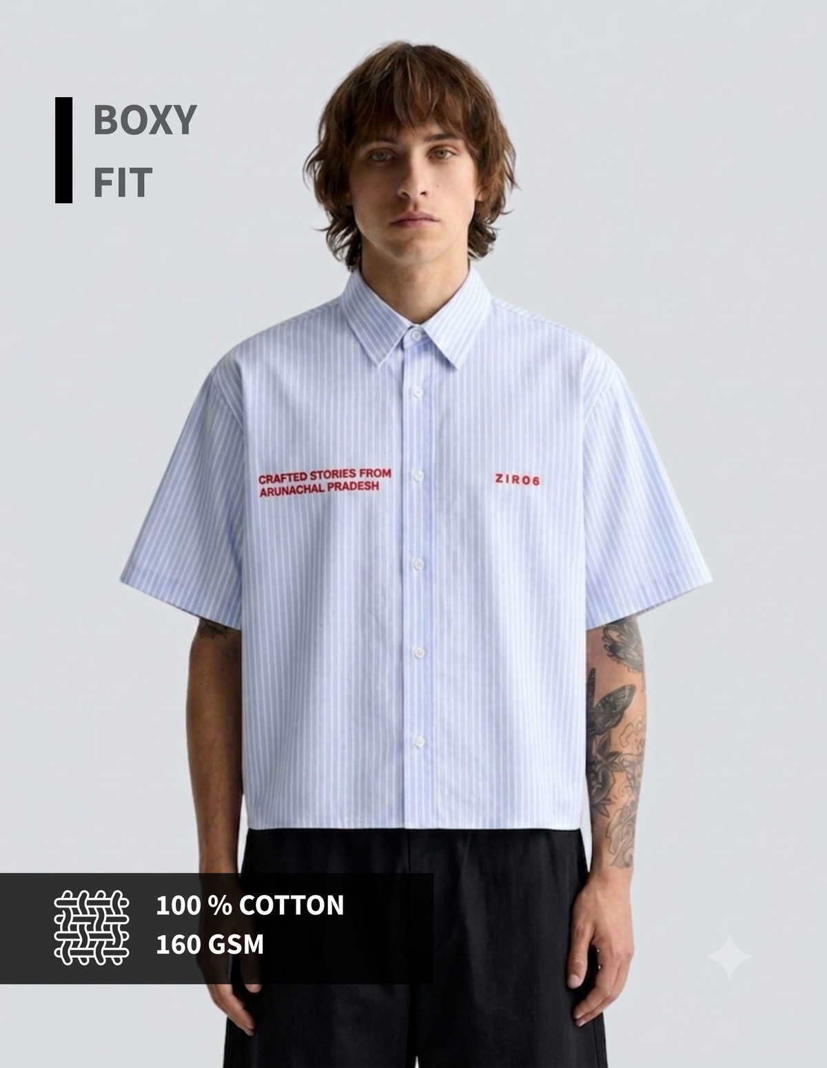BOXY BLUE STRIPED Z6 ORG SHIRTS