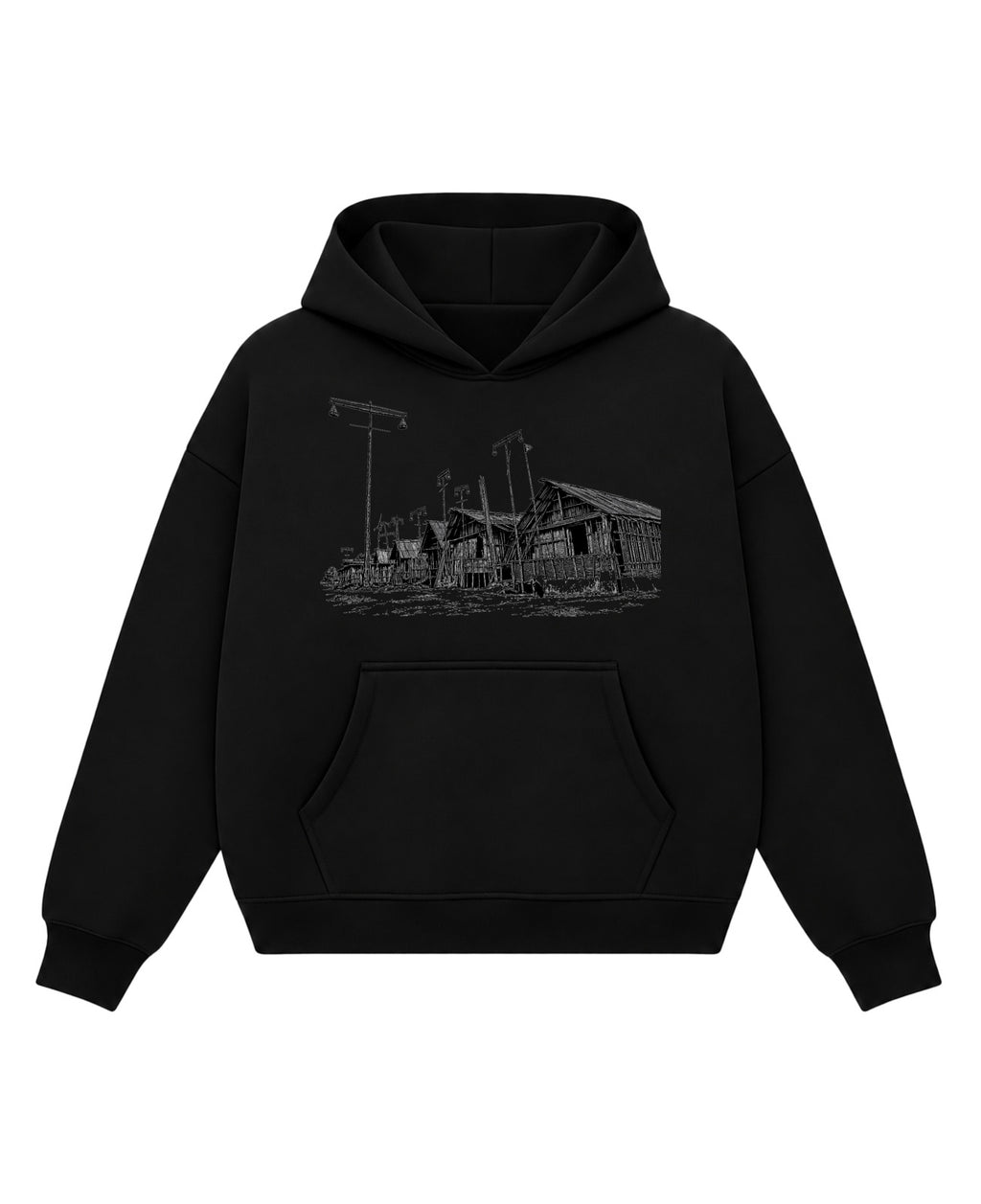 Black Boxy Hoodie Front Design