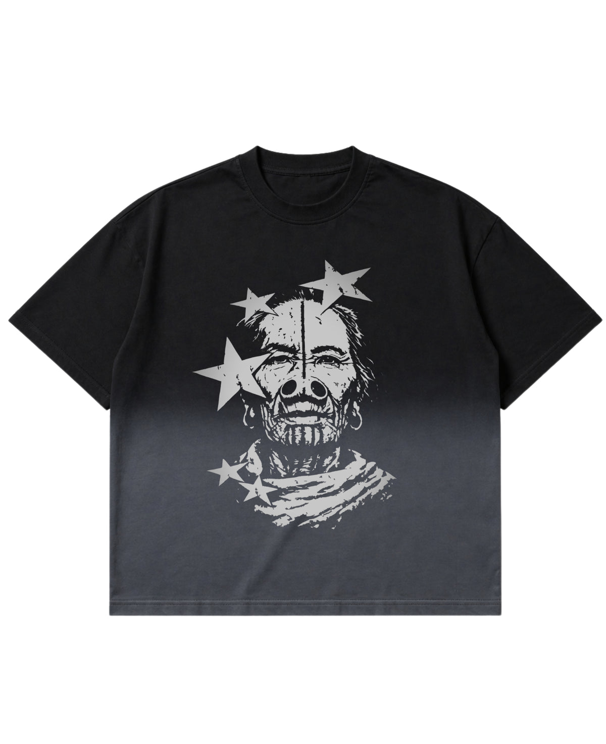 Black Ombré Wash Boxy Fit T-shirt Front Design
