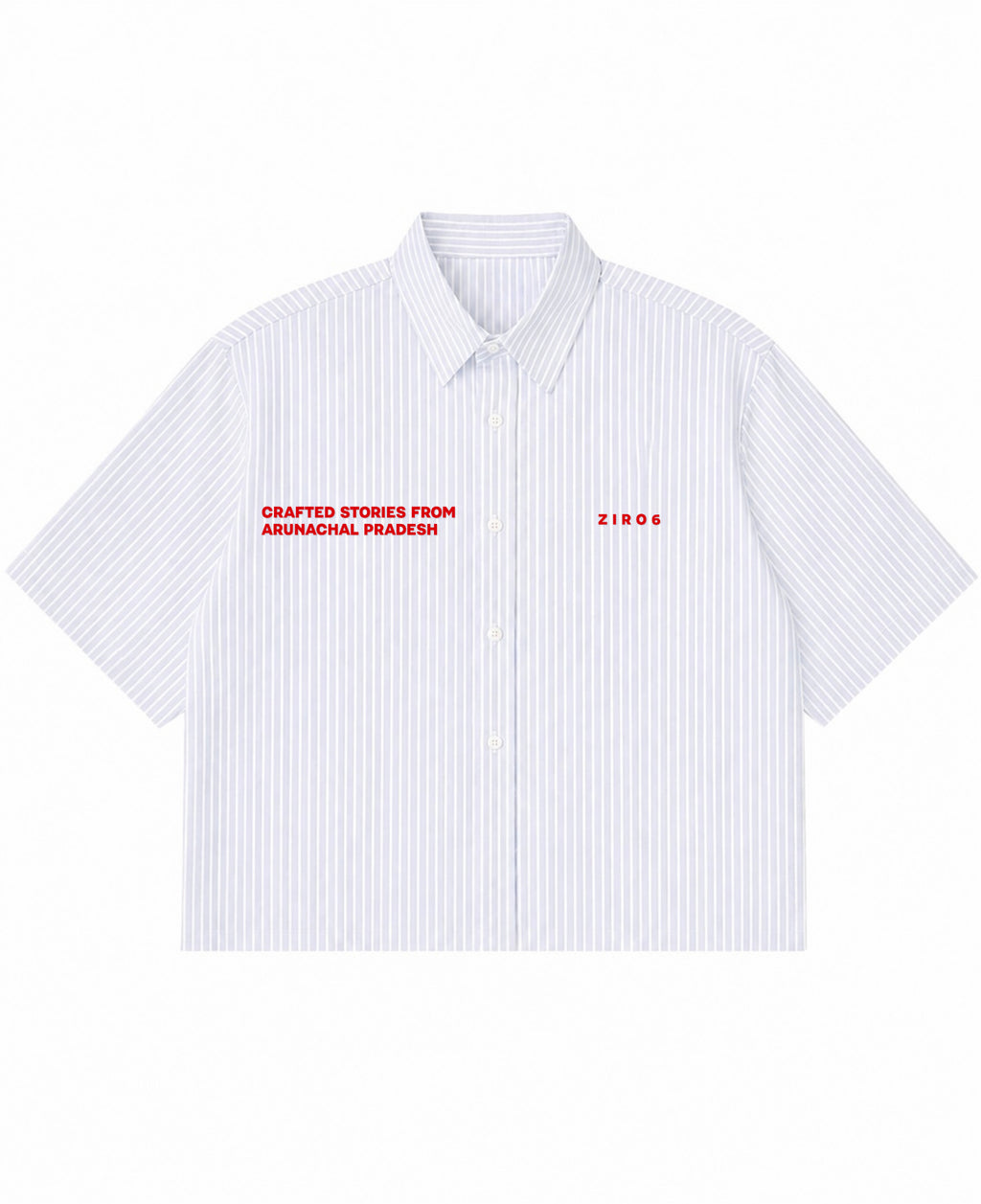 Blue Striped Oxford Boxy Shirt Front Design