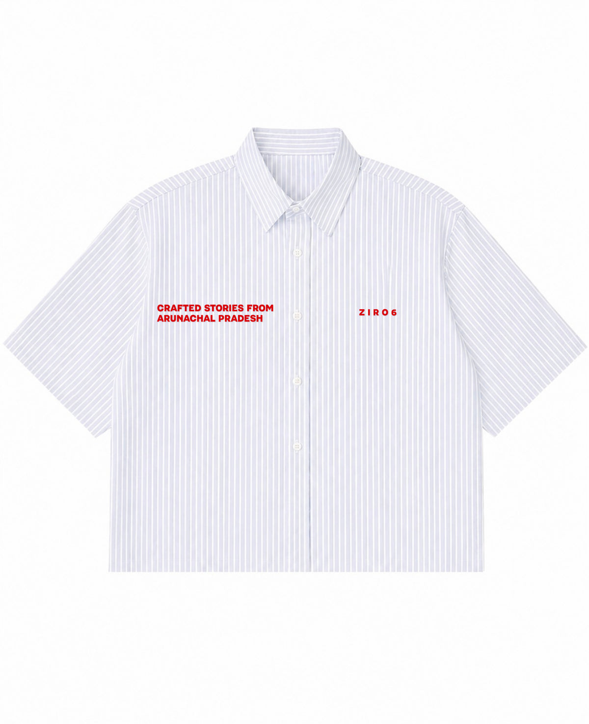Blue Striped Oxford Boxy Shirt Front Design