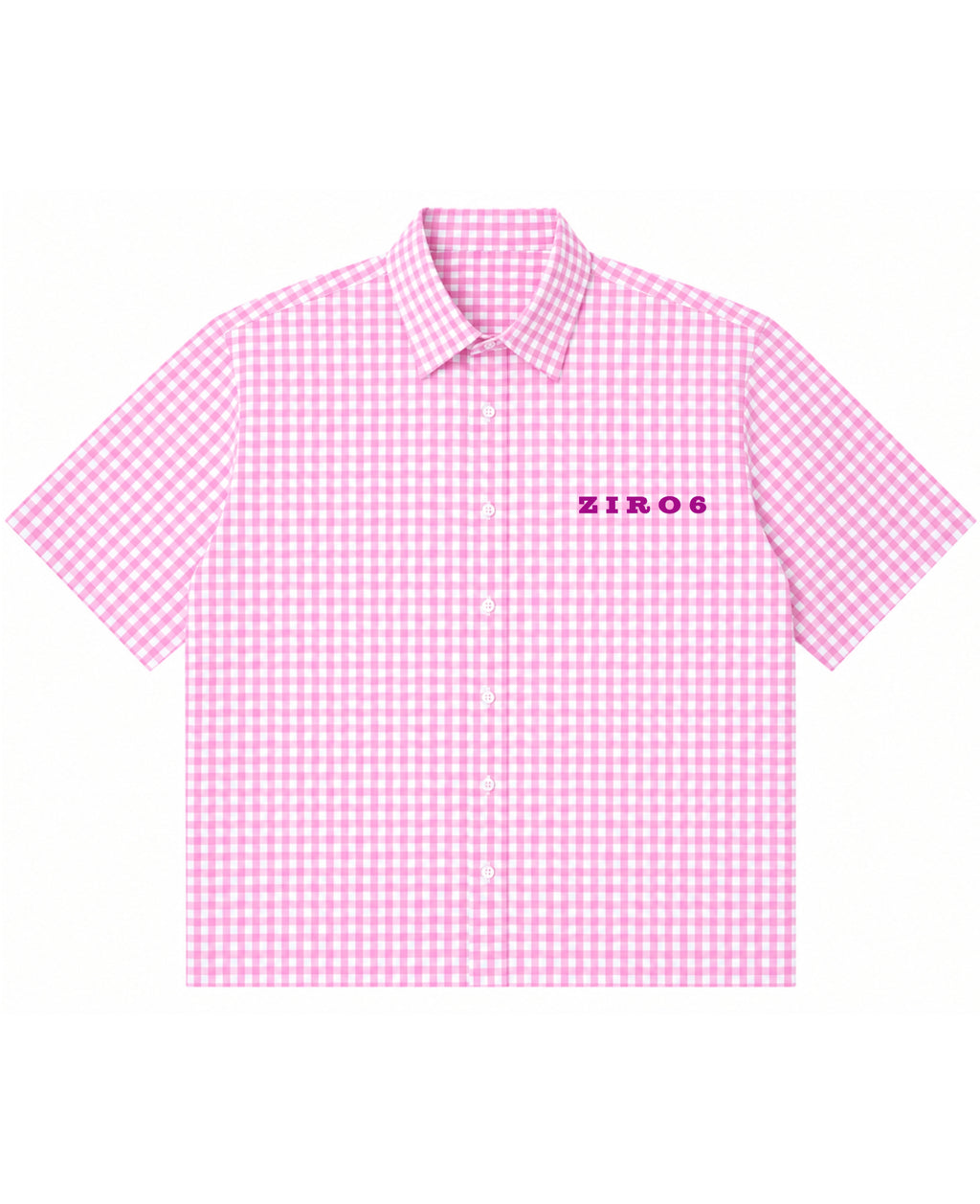 Pink Gingham Oxford Boxy Shirt Front Design
