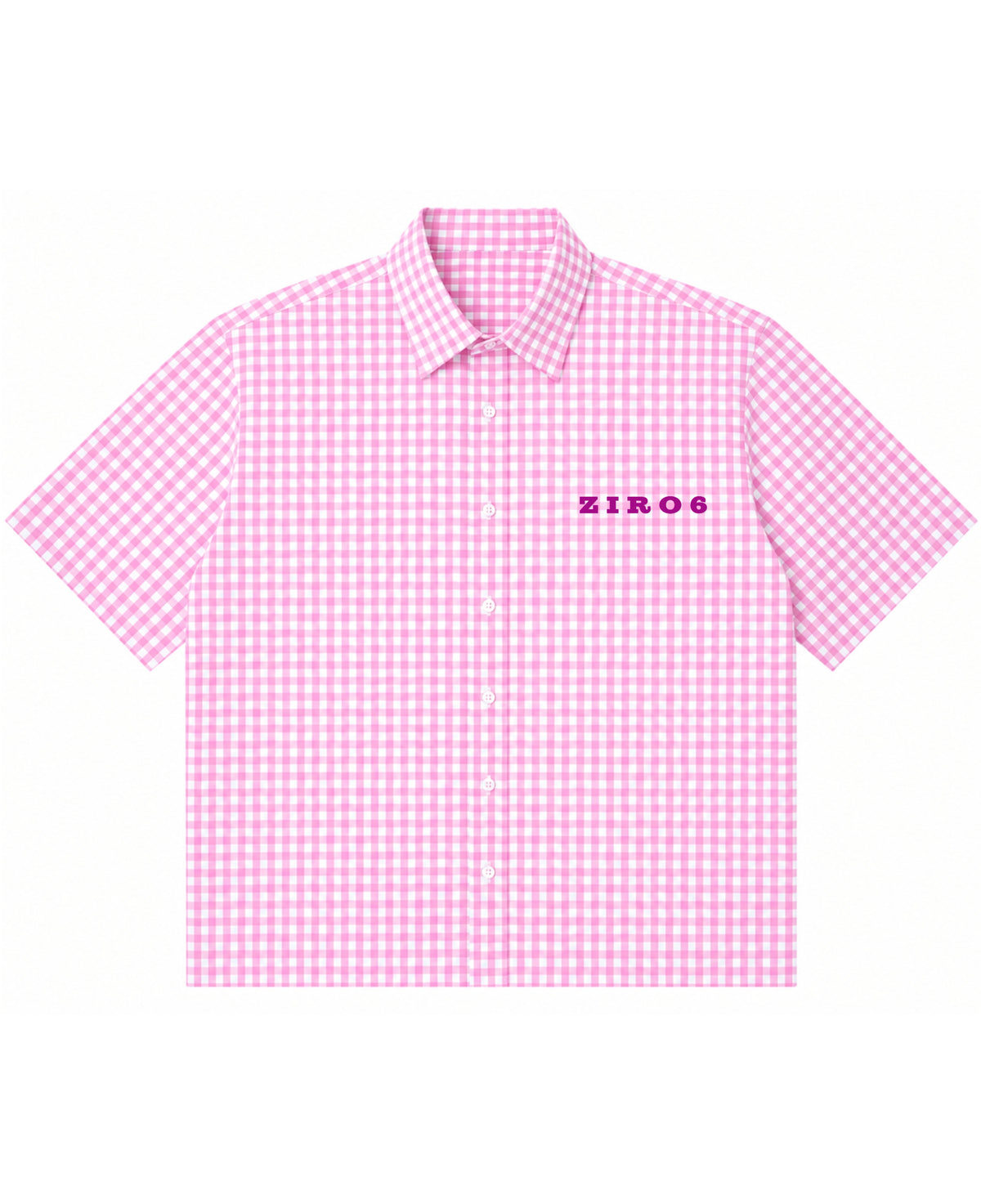 Pink Gingham Oxford Boxy Shirt Front Design
